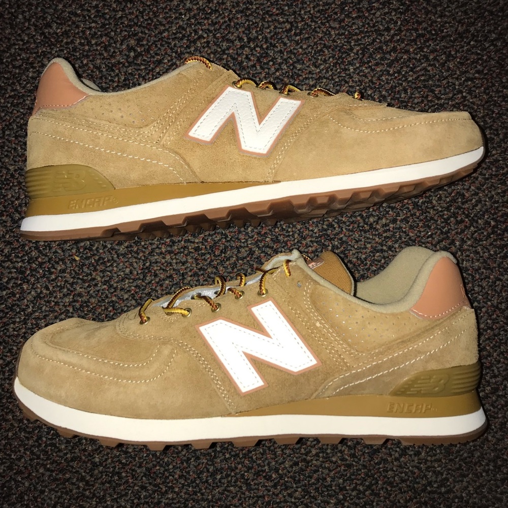 New Balance ML574XAA Men’s Shoes Gold Brown Suede Wheat D